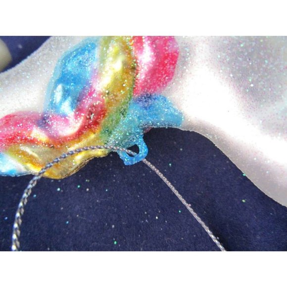 Unicorn Horse Rainbow Tail Mane Glitter Mercury Style Blown Glass Ornament New - Picture 8 of 11